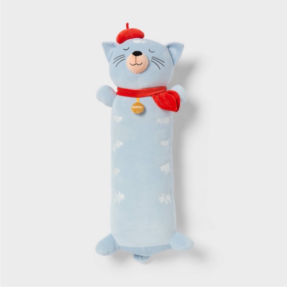 Cat kids’ long weighted Plush throw pillow